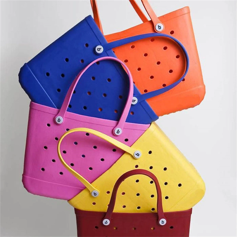 2023 Hot Sale Women Atacado Beach à prova de água sacos personalizados Borracha de verão Grande Moda EVA silicone Bogg saco Custom EVA Saco