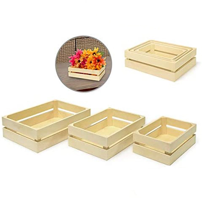 Wood Craft Crate Set of 3 Small Decorative Boxes