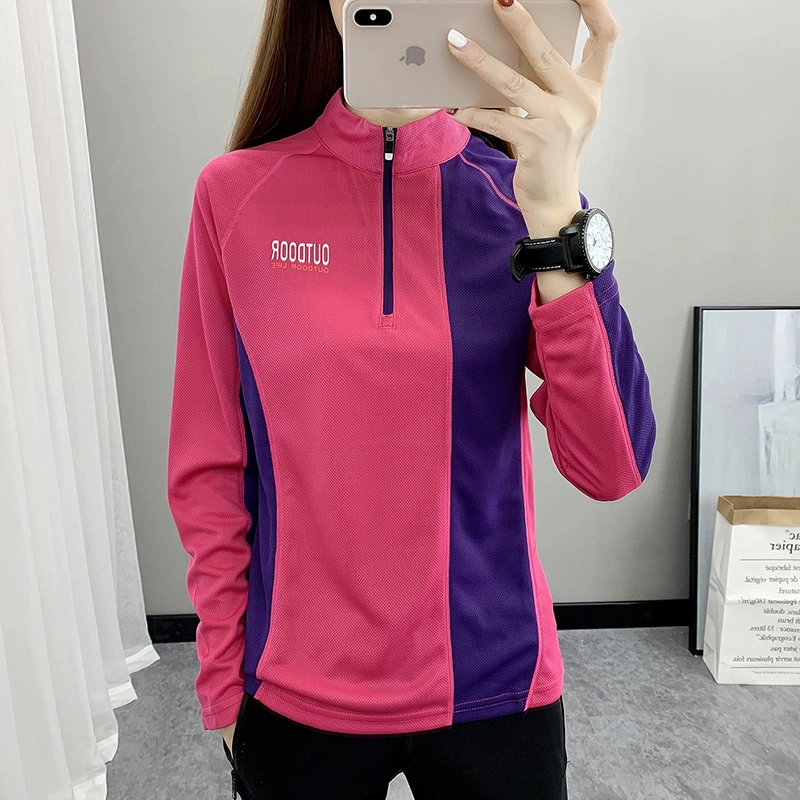 New Color-Blocking Slim Long-Sleeved Women's Sports Wear and Fitness Running