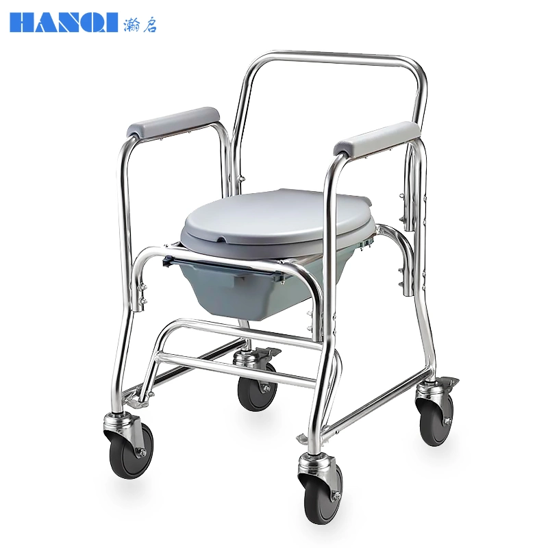 Hot Sale Wheelchair Commode with Toilet Transfer Commode Adjustable Bath Chair Hospital Nursing for Elderly and Disabled