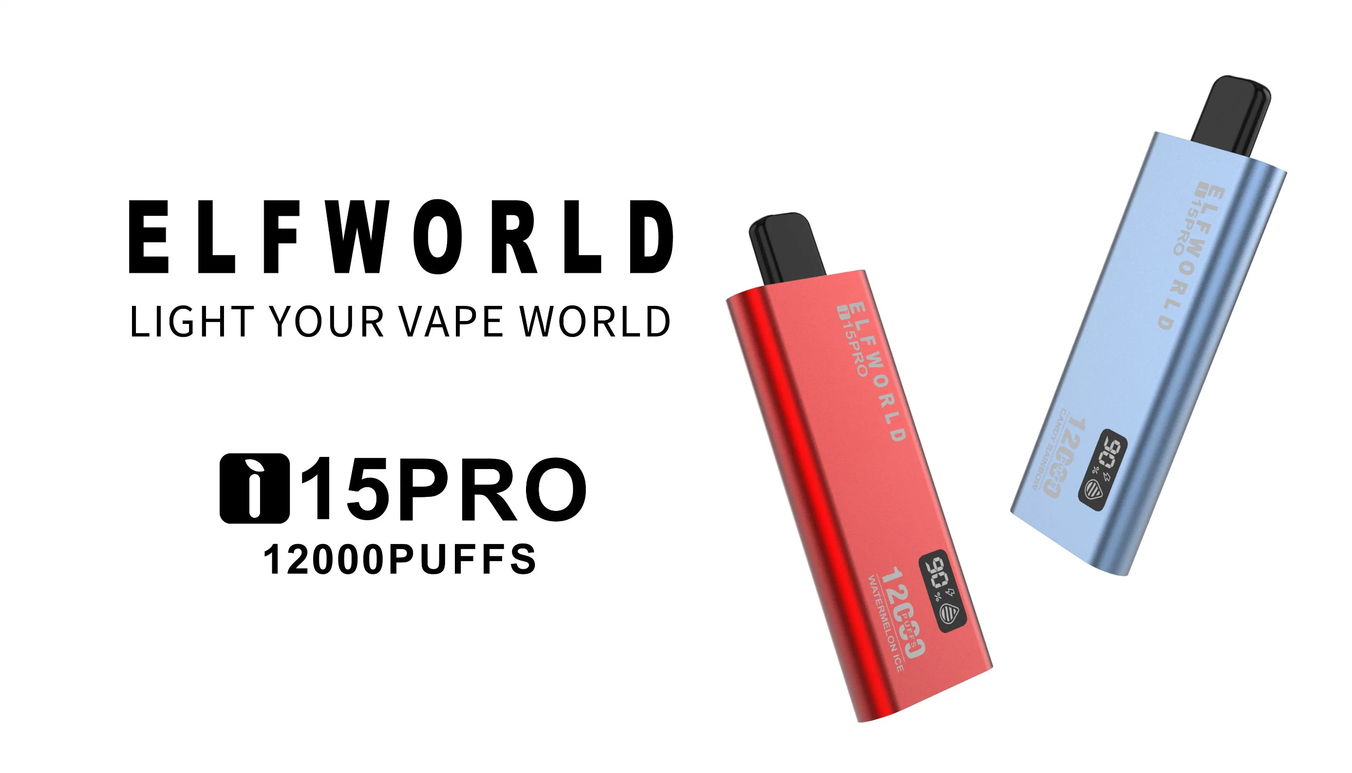 Fábrica de Elf World de alta calidad I15 PRO 12000 Puffs Pantalla LED VAPE desechable y ajuste del flujo de aire Big Cloud desechable Barra avanzada de VAPE Pen Vaping