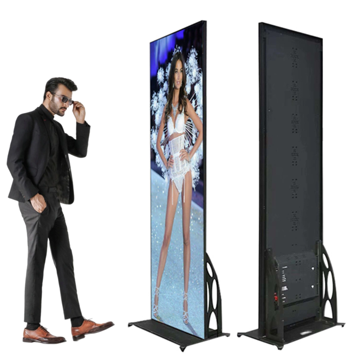 شاشة HD Indoor Publicidad P2.5 المحمولة Floor Standing WiFi LCD لوحة التأرجح لوحة رقمية الإعلان وشاشة ملصق LED