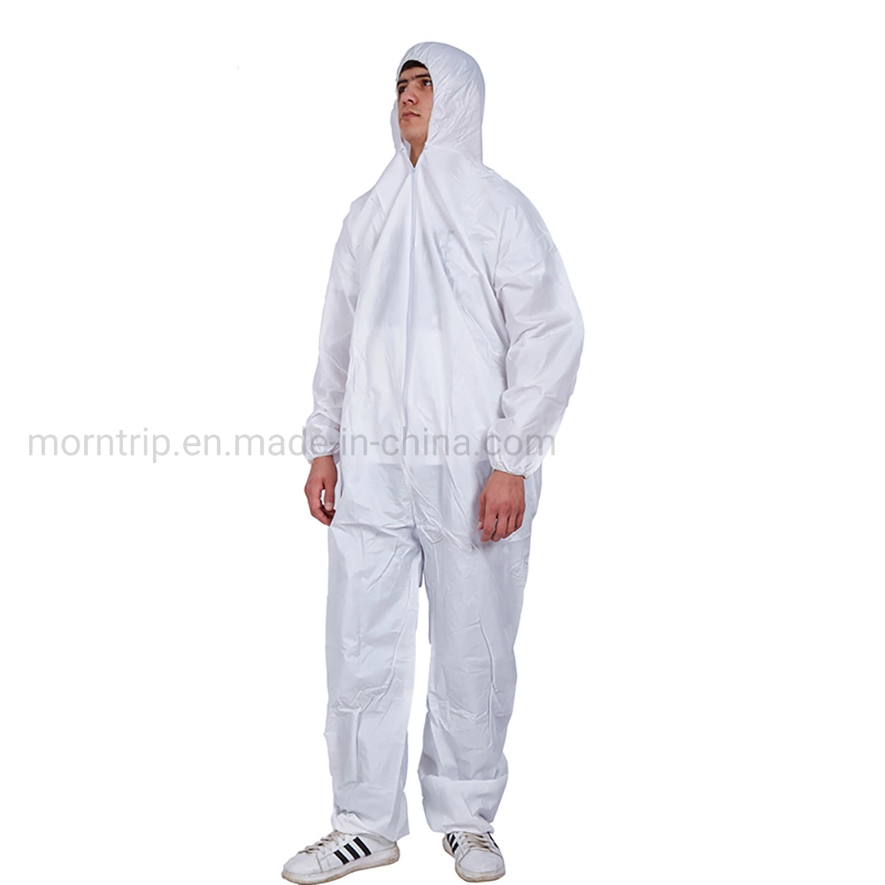 Type 4/5/6 PP Breathable Coverall Workwear Overall Hooded CE Certificated Isolation Splash-Proof Full Body Protection Clothing Disposable Non-Woven Coveralls