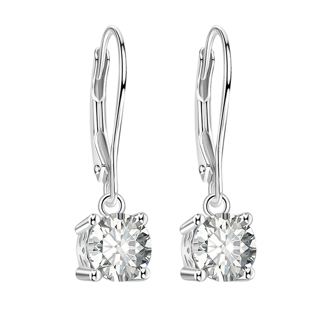 Simple elegante Joyas de Plata mujeres Solitaire Stone Clip pendiente para Decoración