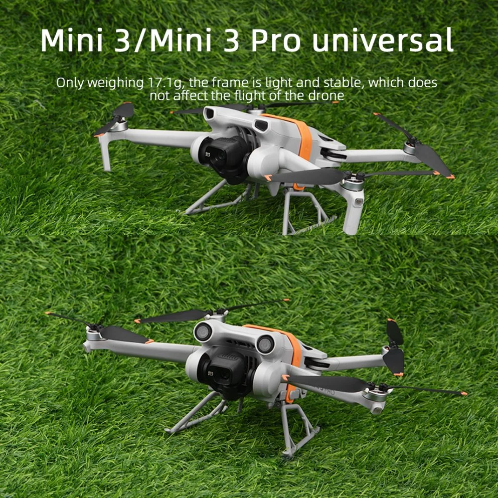 قابلة للطي لـ DJI Mini 3 / Mini 3 PRO مطول ارتفاع نظام الكبح المانع لانغلاق العجلات (ABS) لترس الهبوط مع شريط السليكون - رمادي