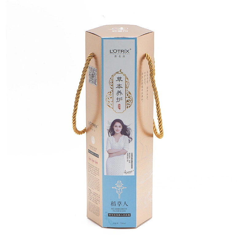 Paper Gift Box Cardboard Box Bag with Handle Rope for Shampoo Bottle Personal Care Products