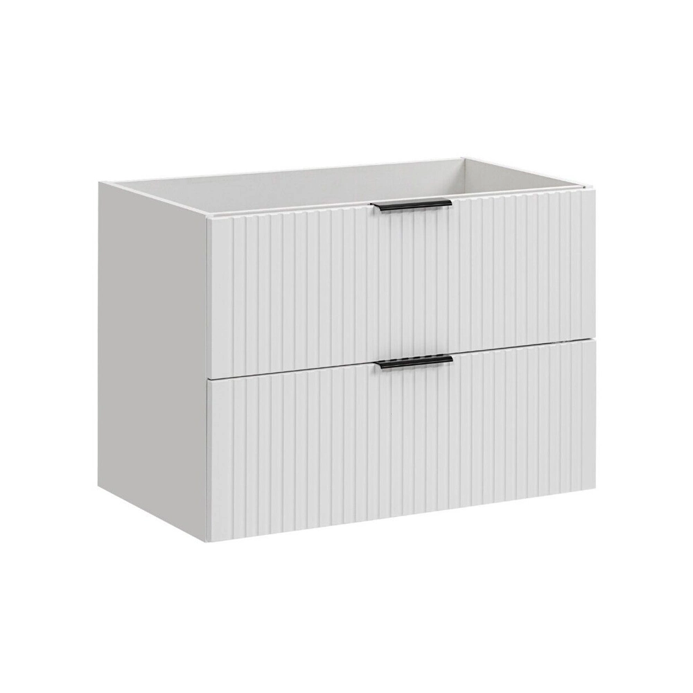 800mm Ribbed Textured White Modern Wall Hung Floating Bathroom Vanity Unit