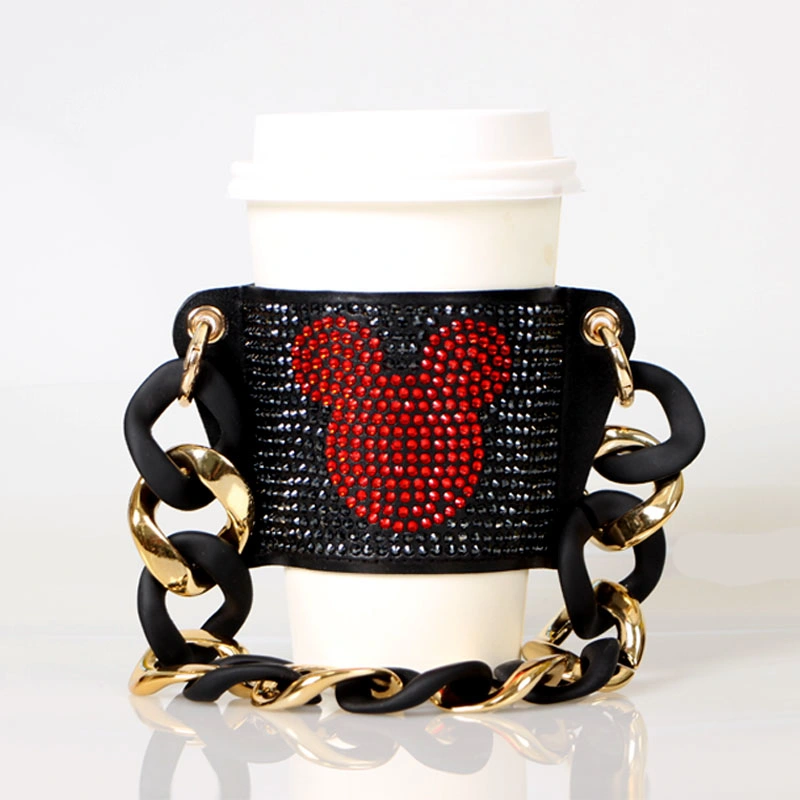 Hotfix Gold Love Stone Monta Glass Fashion Coffee Cup Sleeve Rhinestone