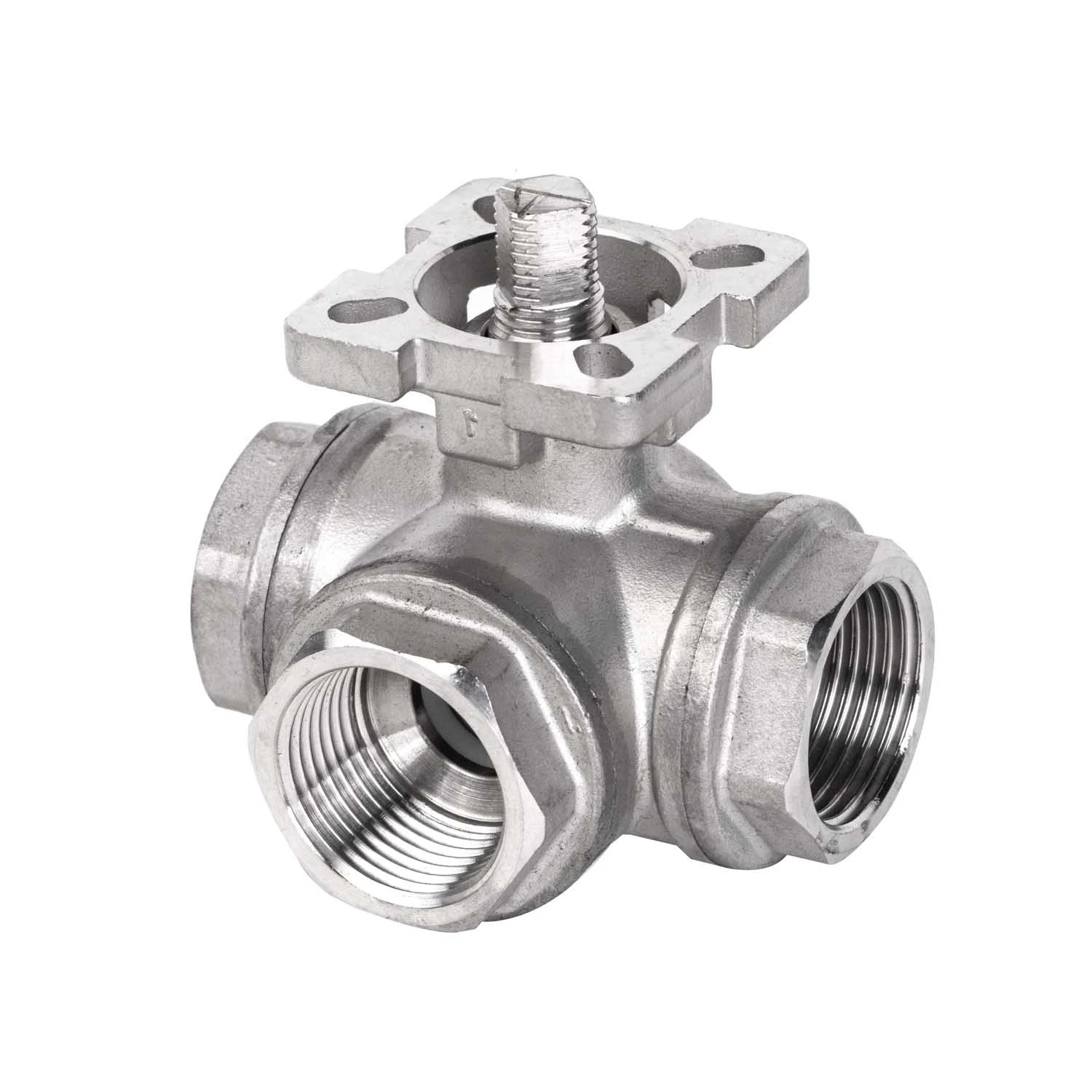 Stainless Steel CF8m CF8 SS304 SS316 Flange/Thread Ends 3 Three Way Ball Valve Cast Steel CE/ISO Pnematic/Electrical Operated L-Type, T-Type ISO5211 Mounting