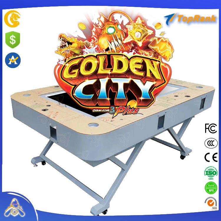 2023 Münze Betrieben Professionelle 55 Zoll Online Metal Arcade Shooting Schrank 8 Spieler Unterhaltungsmaschine 3 Plus Ocean King Fisch Spiel Golden City