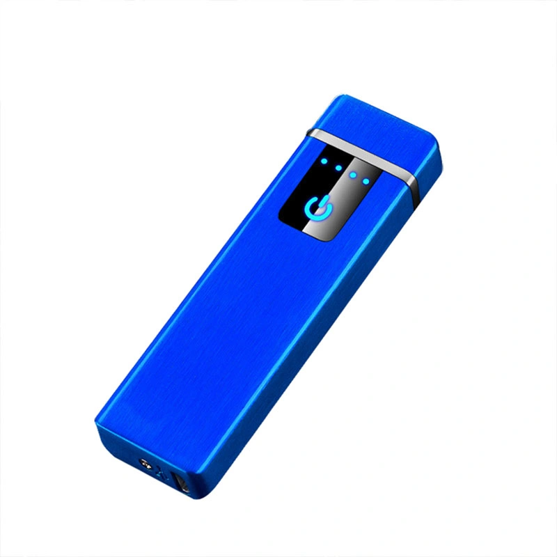 Electronic Lighter Rechargeable Windproof Cross Dual Arc Metal USB Cigarette Fingerprint Sensor Custom Lighter