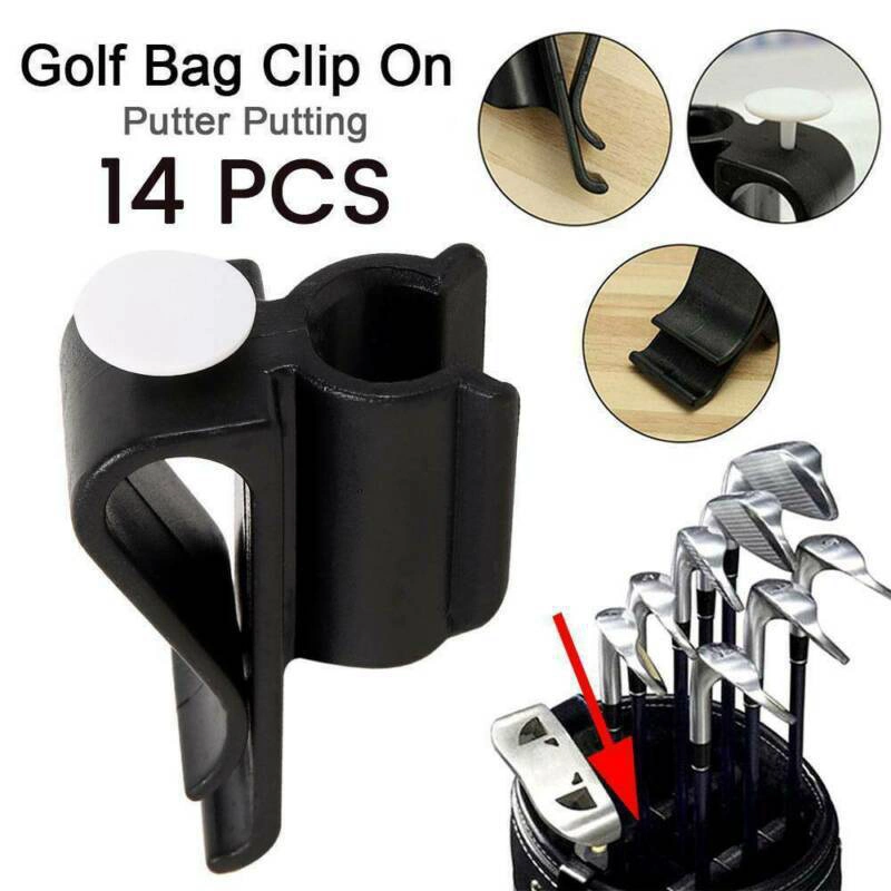 14pcs Clips de la bolsa de club de golf putter soporte de sujeción organizador ABS duradero poniendo negro Clip Accesorios de Golf Bl20258