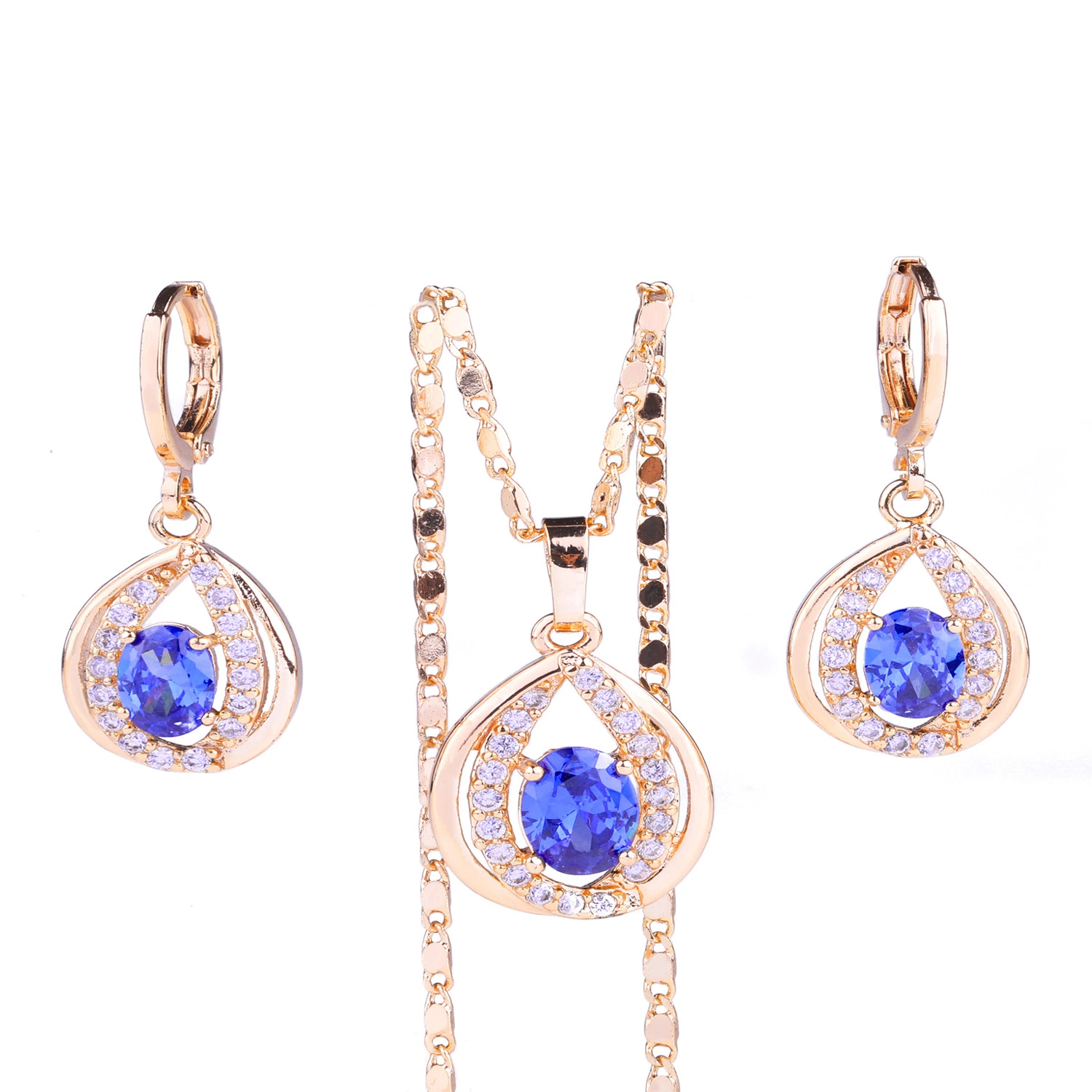 New Style Fashion 18K Gold Plate Imitation Jewelry Set with CZ Crystal