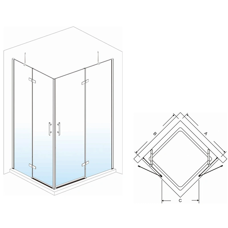 Bathroom Enclosure Folding Tempered Glass Shower Door