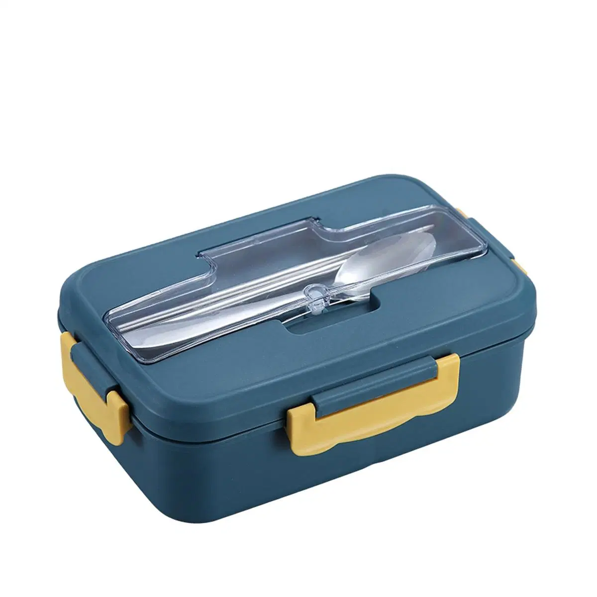 Blue and Yellow Design Single Layer Stainless Steel Heated Food Lunch Box