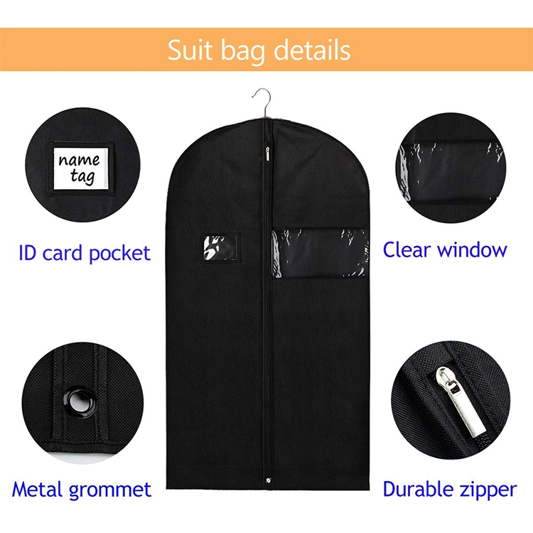 Wholesale/Supplier Non Woven 40-Inch Heavy Duty Customized Transparent Window Clothing Large Storage of Dresses Shirts Coats Packing Dustproof Cover Suit Garment Bag