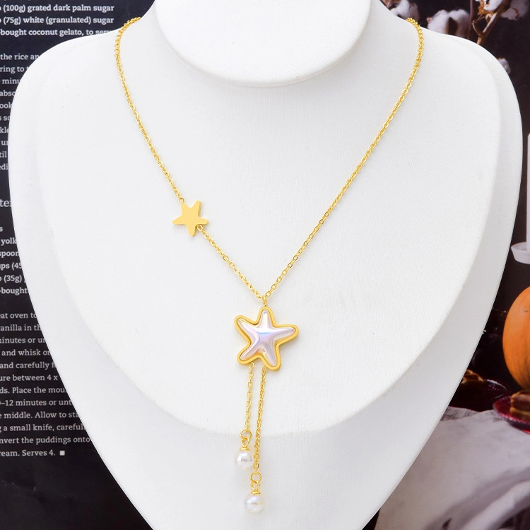 Factory Customized Fashion Jewelry New Accessories Mermaid Ji Tassel Beads Pendant Colorful Starfish Collarbone Necklace Geometric Pentagonal Heart Necklace