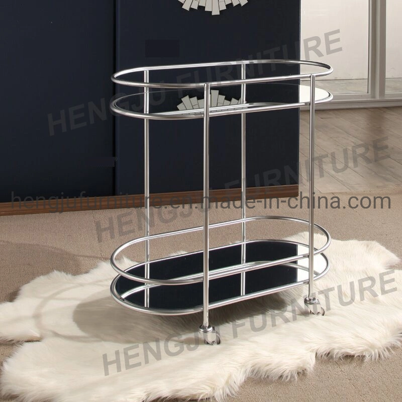 Modern Wholesale/Supplier Hotel Red Wine Serving Trolley Stainless Steel Glass Top Hand Wheels Trolley