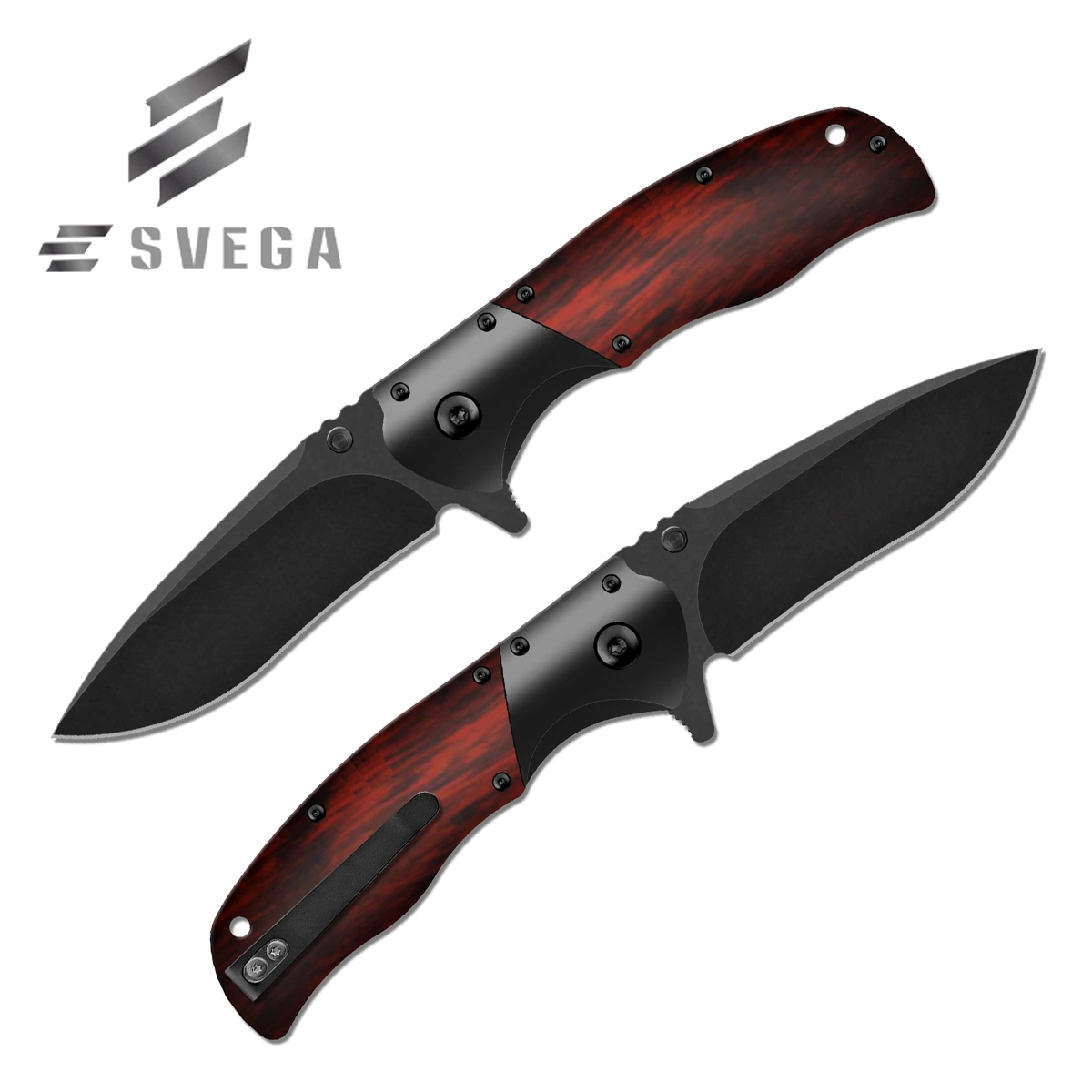 High Quality Outdoor Folding Blade Knife Wood Handle Tactical Survival