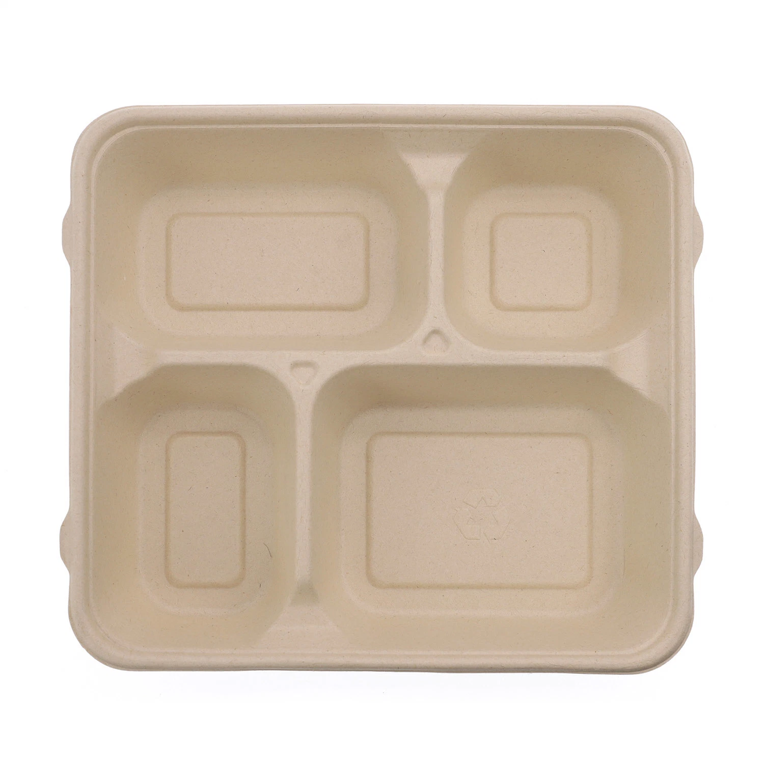 Biodegradable Takeaway Food Container Sugarcane Bagasse Disposable 4 Compartment Lunch Box with Lid