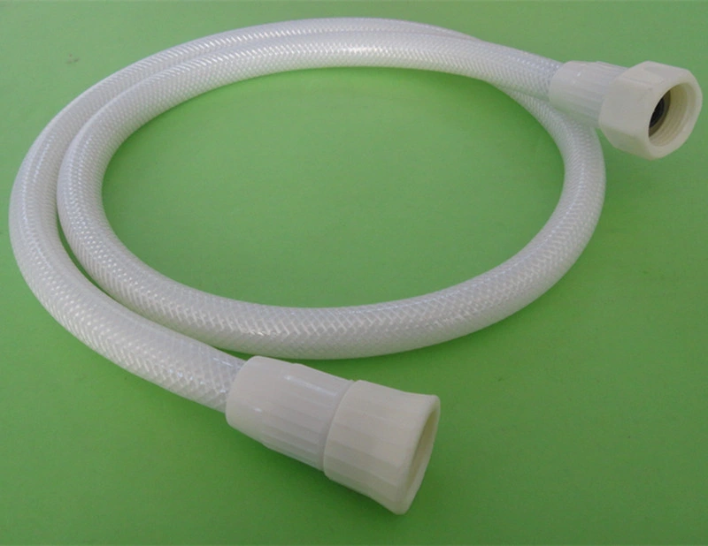 Plastic Soft White PVC Bath Shower Hose with Nut Connector