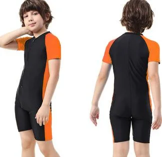 Anti-UV Short Sleeve Swimwear One-Piece Color Beachwear for Children