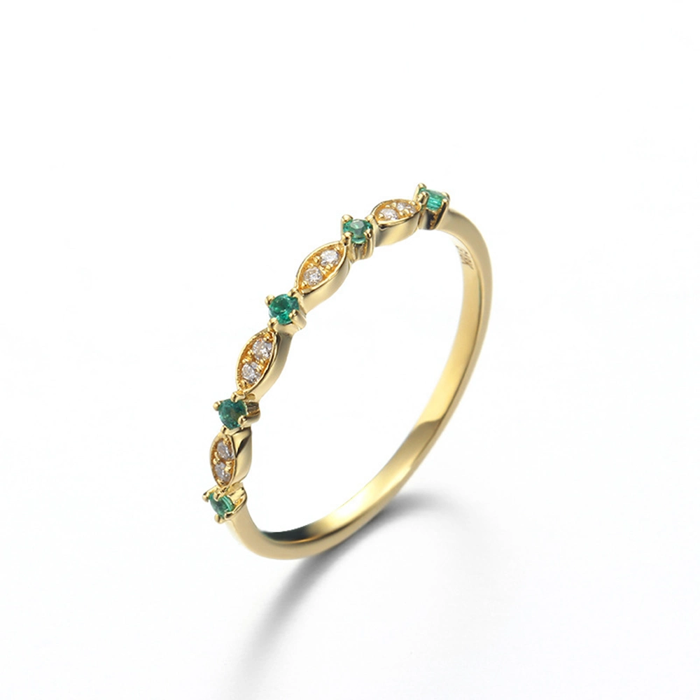 Latest New Design Solid Gold Gemstone Series Oval Zircon Natural Emerald Ring with Custom 14K 18K Jewelry