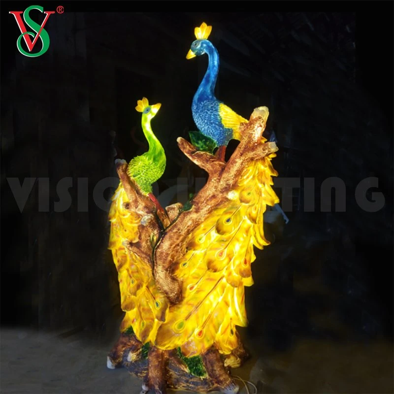 Fiberglass Animal Light Acrylic Peacock LED Outdoor Motif Decoration Lighting