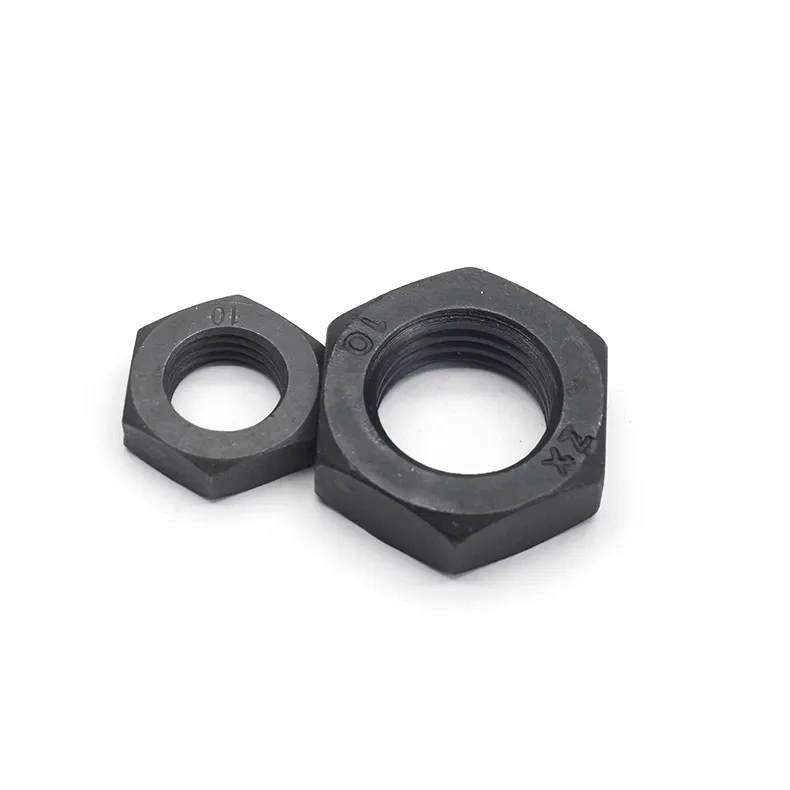 Aço carbono M6-M30 de alta resistência DIN936 grau 10.9 Black Hex Porcas finas