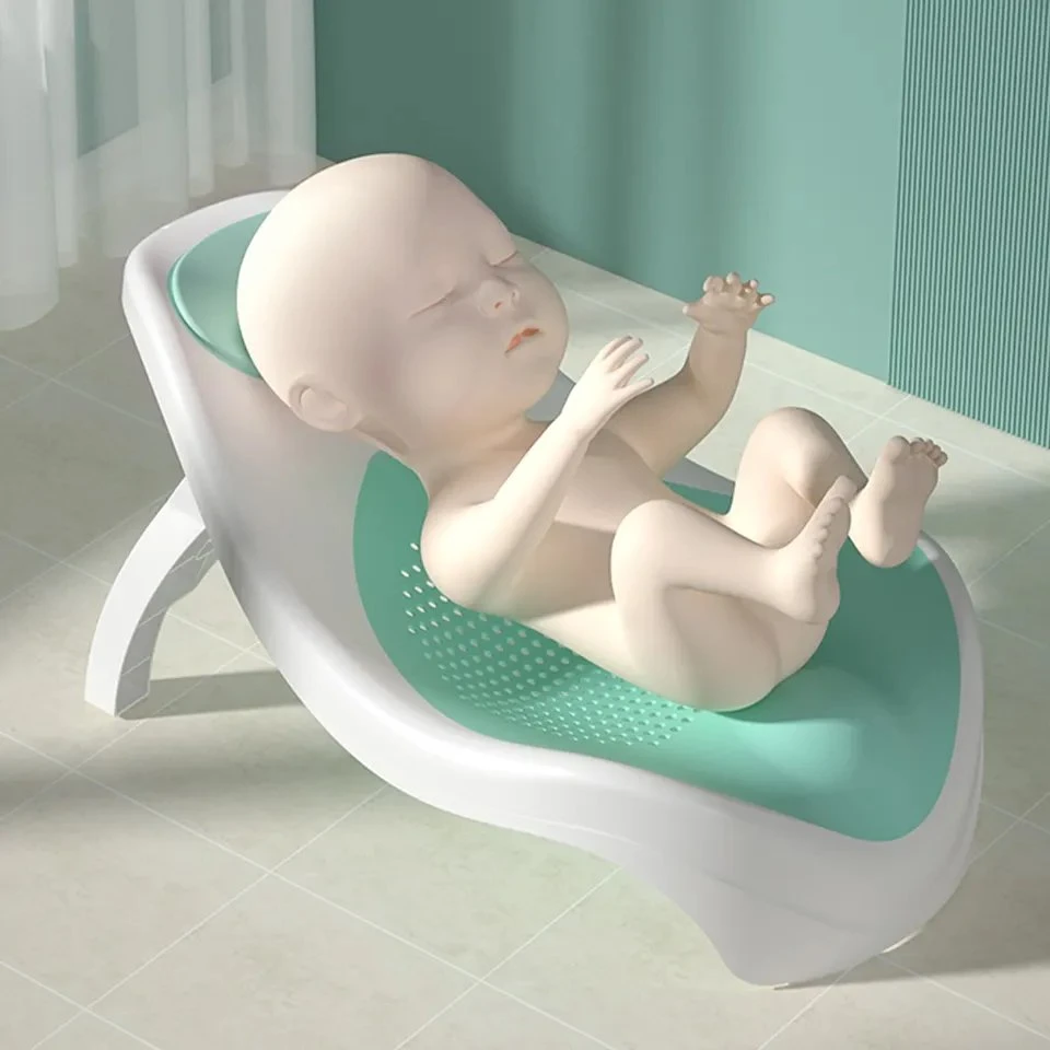 Chaise de douche de sécurité pliable en plastique respirant Nouveau-né bain doux au toucher Porte-baignoire pour bébé