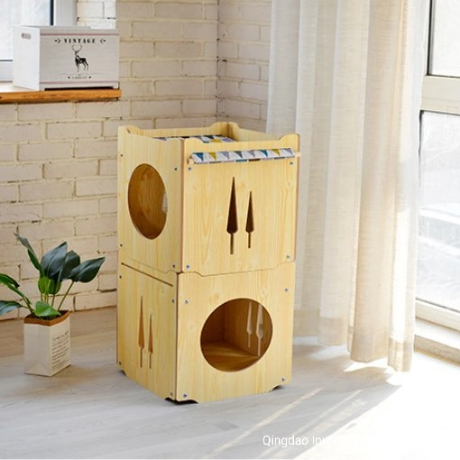 Wooden Pet Furniture Stackable Multifunctional Cat House