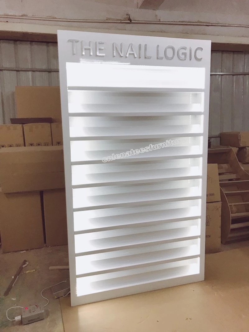 Nr001 Us Luxurious Customized White Nail Polish Display Nail Polish and Powder Racks