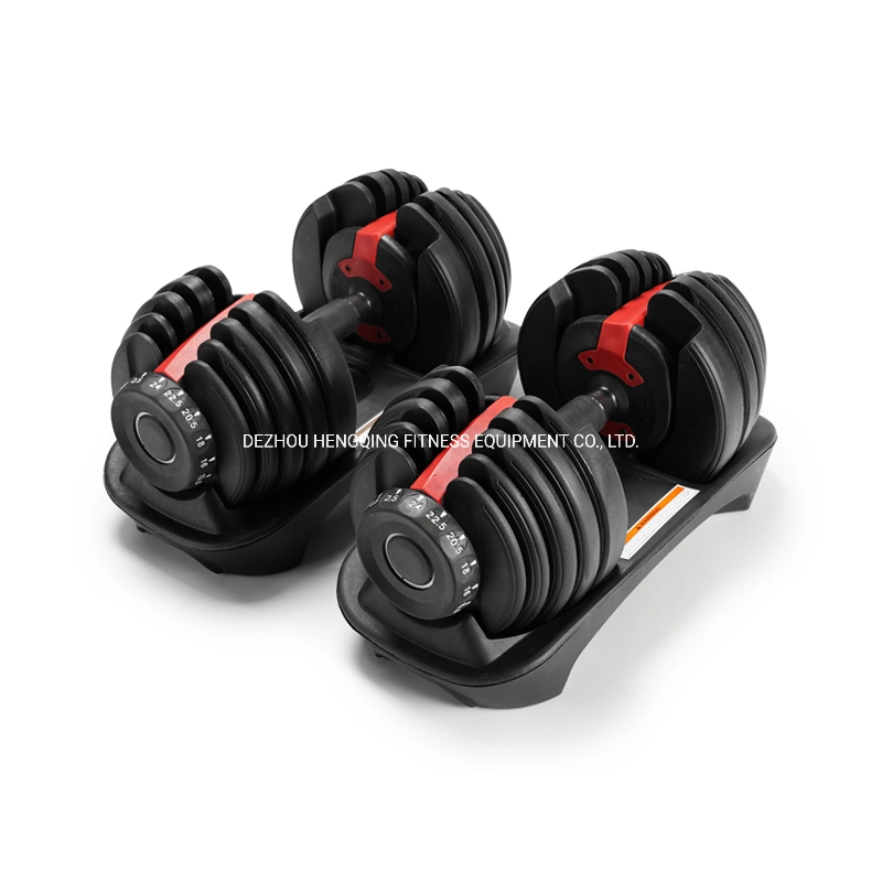 Cast Iron and Rubber Adjustable Dumbbell Fitness Equipment