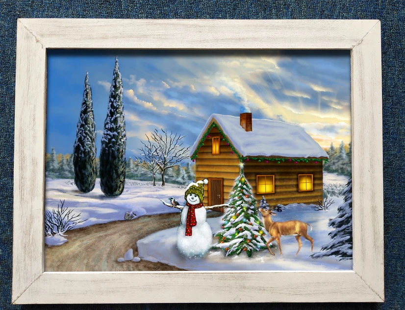 LED Printed Modern Christmas Painting Wall Decoration Picture Canvas Wall Art Frames Picture