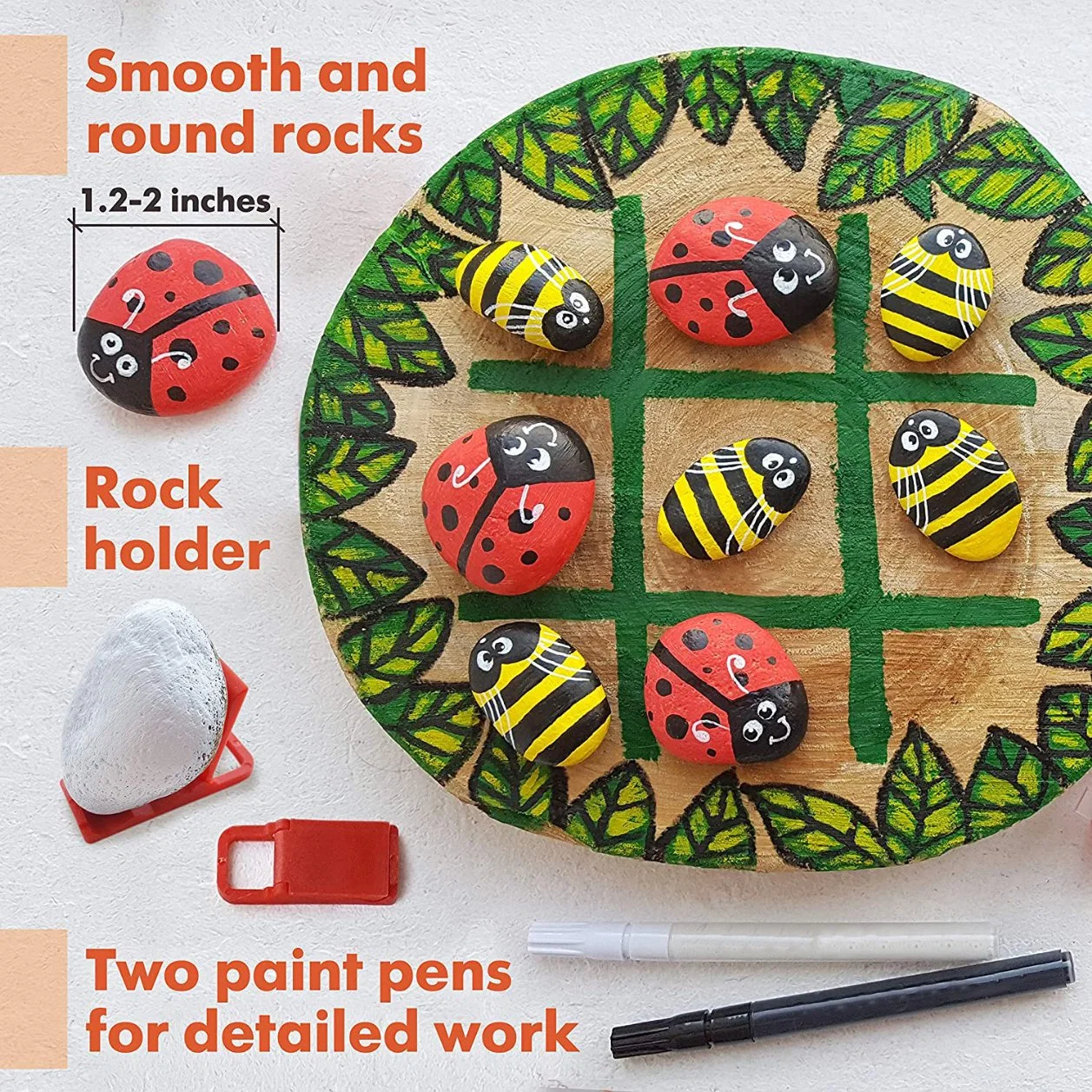 Kids Rock Painting Kit - Arts & Crafts for Kids - Includes Rocks & Waterproof Paint