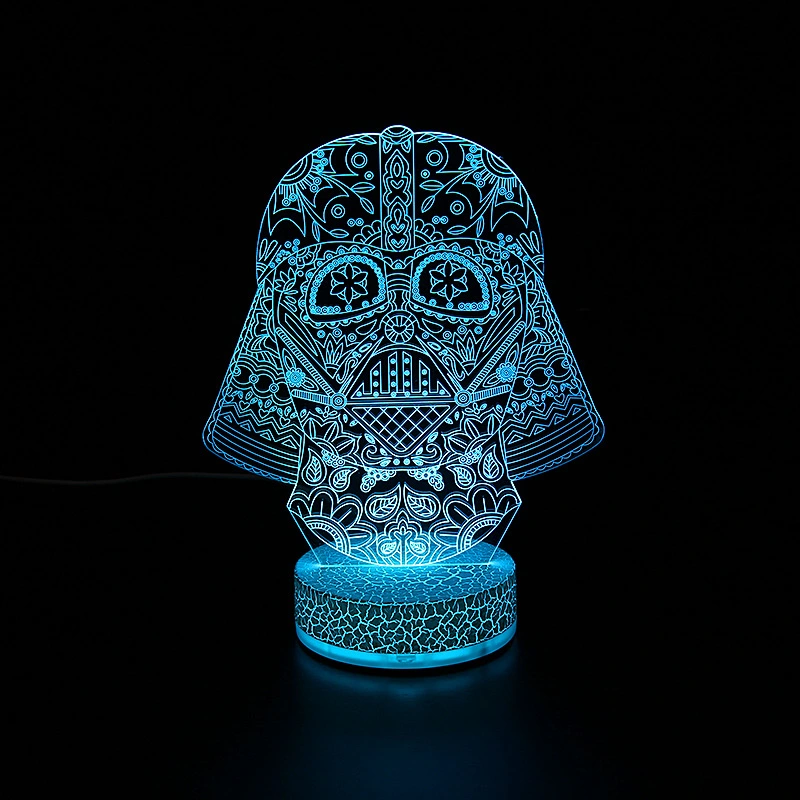 Bricolaje fotográfico personalizado en 3D Creative ilusión niños Anime Star Wars Guerrero Negro de la base de la Mesa de acrílico LED USB de escritorio de la luz de la noche de Navidad