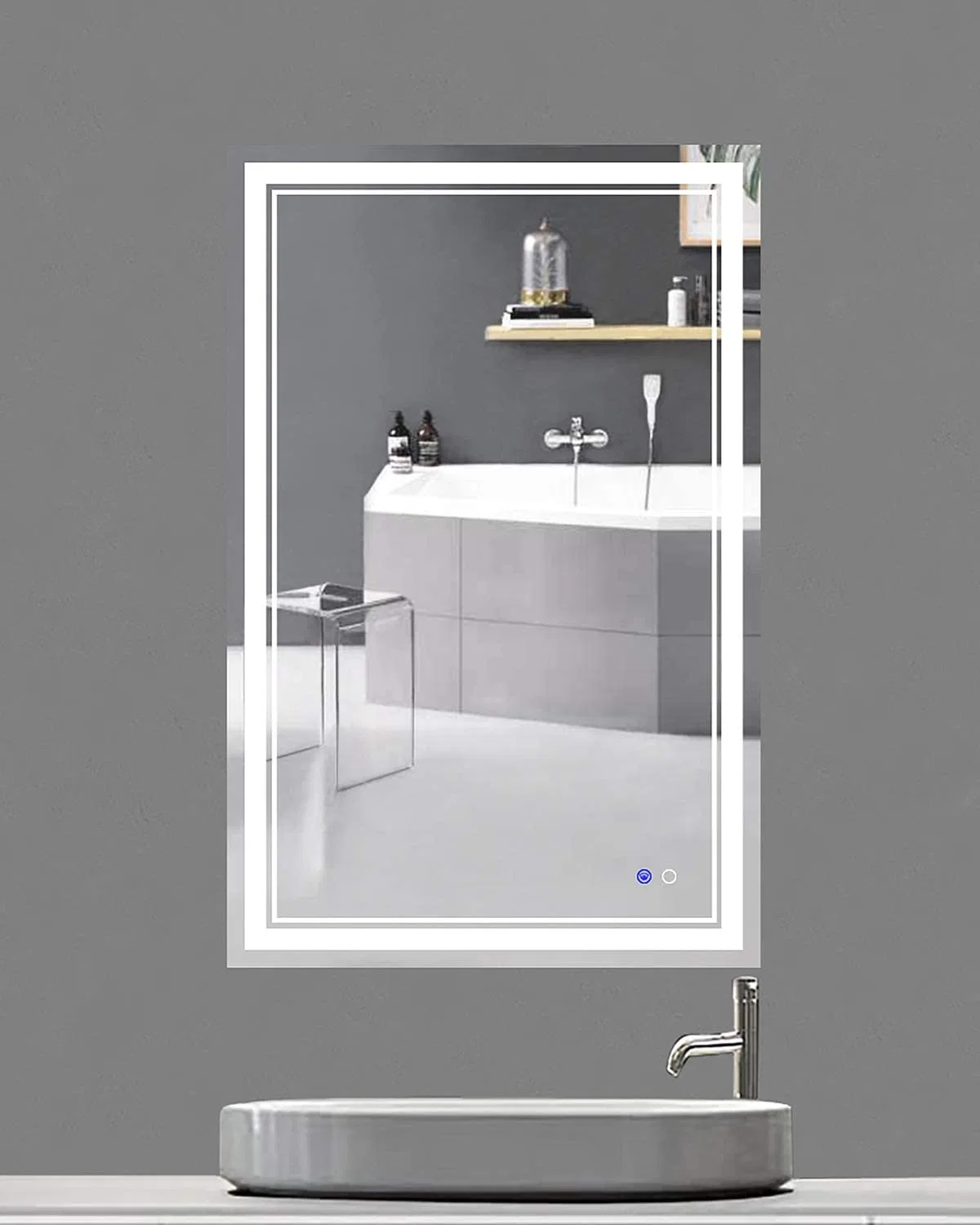 Full Length Oversize Rectangle Sandblast Customize Large Bathroom LED Illuminated Mirrors with Touch Sensor