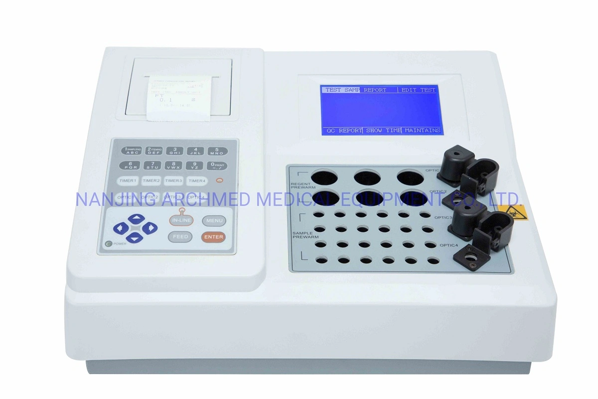 Laboratory Equipment Poratable 1/2/4 Channel Blood Coagulation Analyzer with Large LCD Display Medical Device