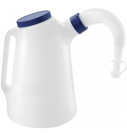 5 Litres Plastic Pouring Pitcher Natural Polyethylene (HDPE) Oil Measuring Jug with Flexible Hose