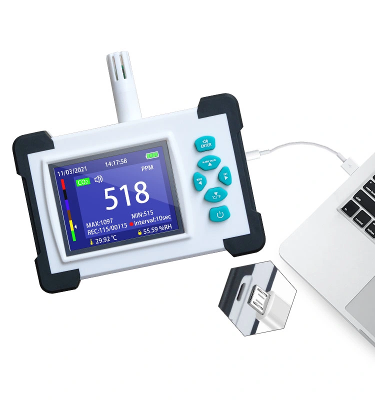 Monitor de la calidad del aire de humedad de la temperatura del sensor medidor de gas de dióxido de carbono