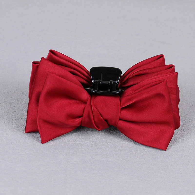 Korean Women Bow Hair Accessories Claw Clip with Fabric Bow Big Satin Hair Claw