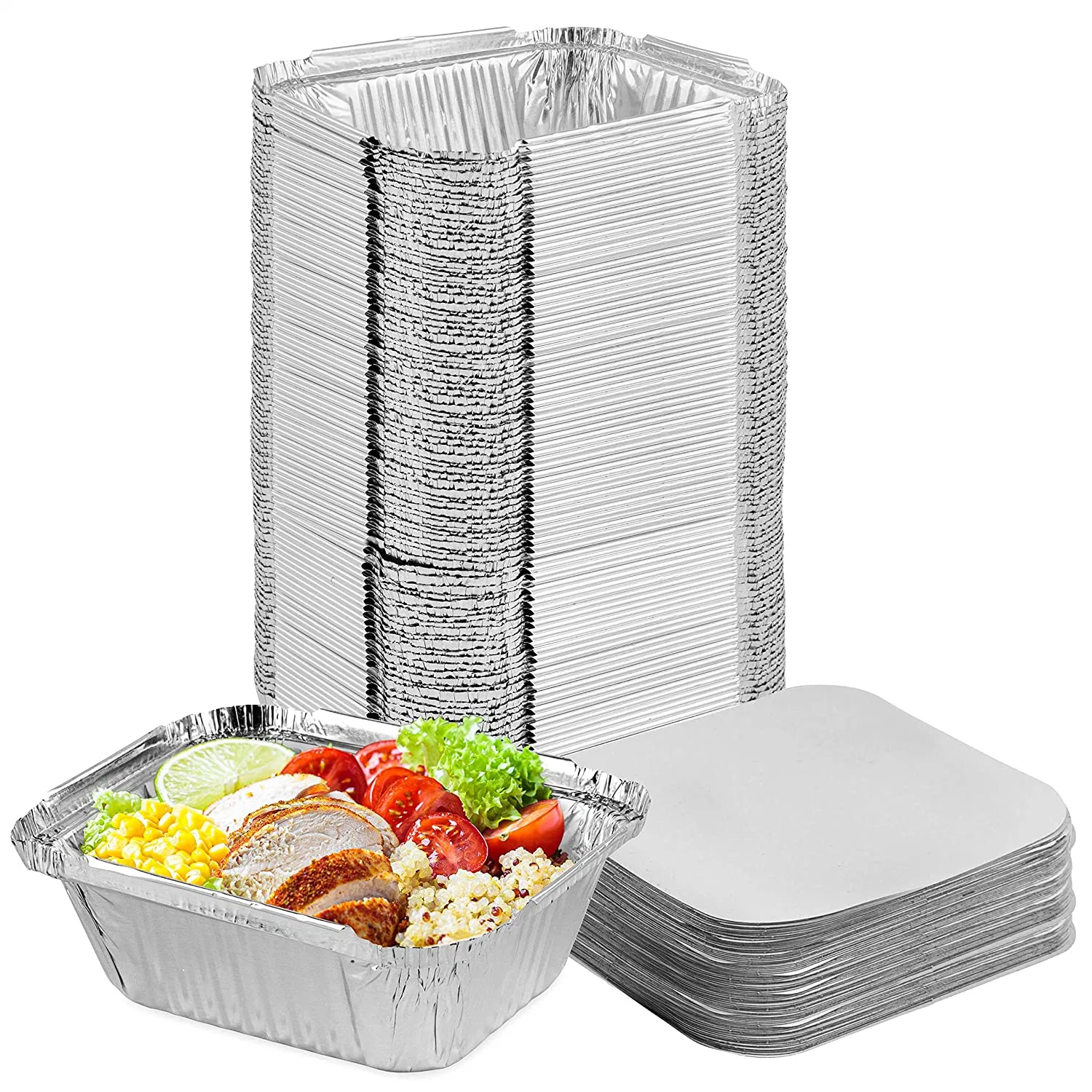 Envase desechable de 12 pulgadas para fiestas, bandeja redonda de aluminio para asar pollo al horno con entrega rápida