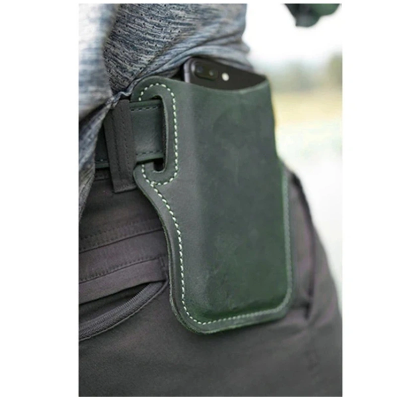 Ea239 Crazy Horse Cell Mobile Phone Bags Fanny Chest Leather Men Hip Money Waterproof Funny Pack Sporting Custom Waist Belt Bag