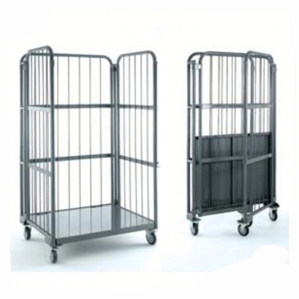 Manufacture Metal Folding Supermarket Wire Roll Container Logistic Pallet Cart