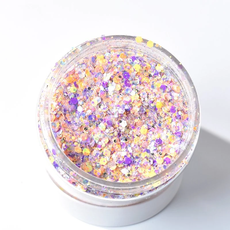 G9702dd Factory Supply Clear Polyester Glitter New Neon Color Mixed Hexagonal Glitter Nail Polish DIY Decoration Glitter Powder Hot Sale