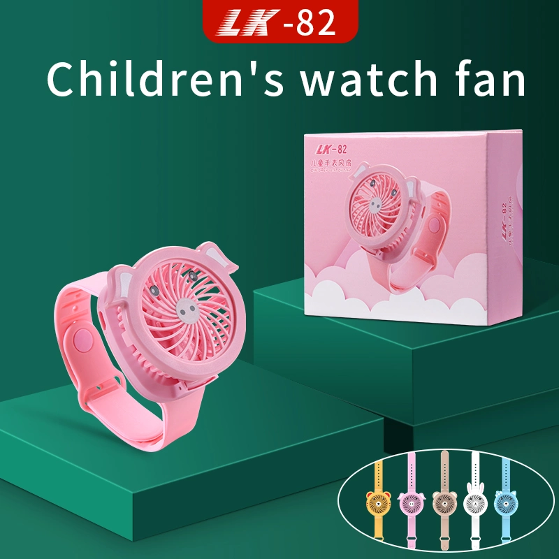 Mini Watch Fan niños portátil silencioso Ventilador eléctrico Reloj USB Carga de Verano radiador de múltiples colores Ventilador de viaje exterior Aire refrigerador