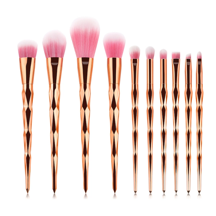 10 PCS Unicorn Shiny Gold Diamond Makeup Brush Set Professional Foundation Blending Blush Eye Face Liquid Powder Cream Cosmetics Brushes (Golden)