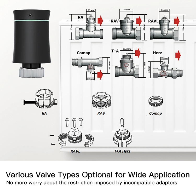 Adjustable Digital Tuya WiFi Tuya Smart Zigbee Automatic Room Thermostatic Radiator Valve Trv Thermostat