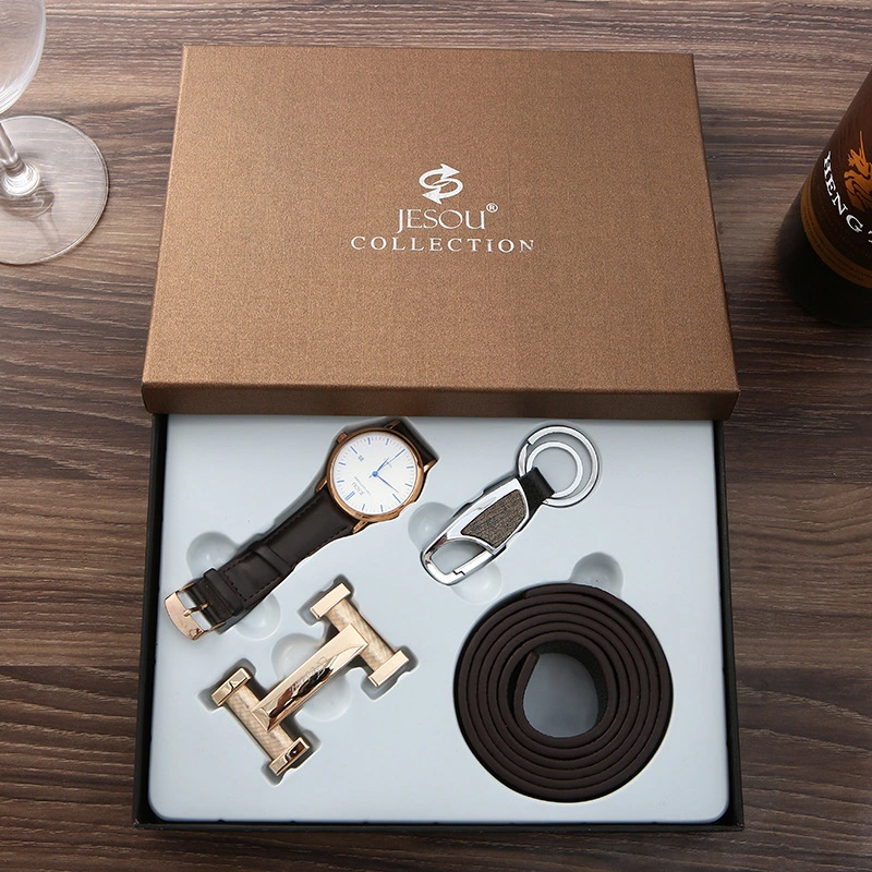 Creative Father's Day Business Gift Set with Watch Belt and Keychain for Men