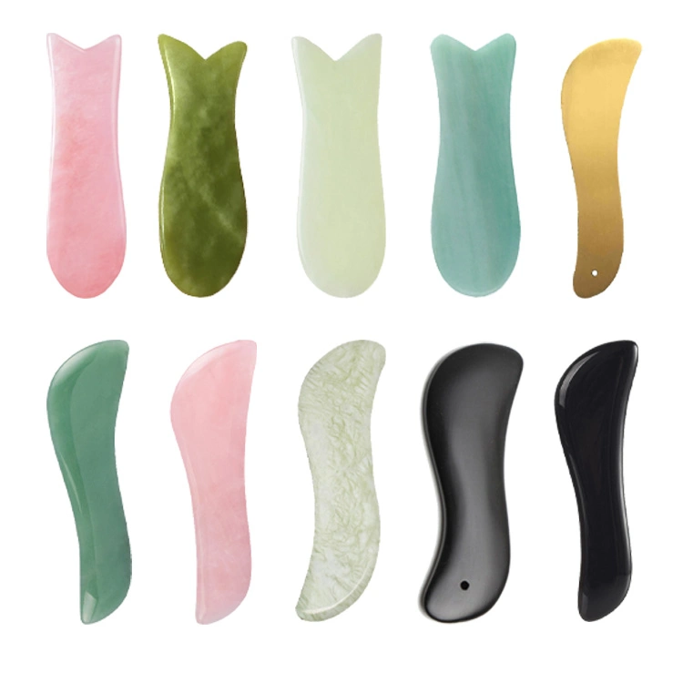 Health Care Beauty Guasha Massager Jade Natural Green Rose Quartz Amethyst Roller Various Gua Sha Board Collection